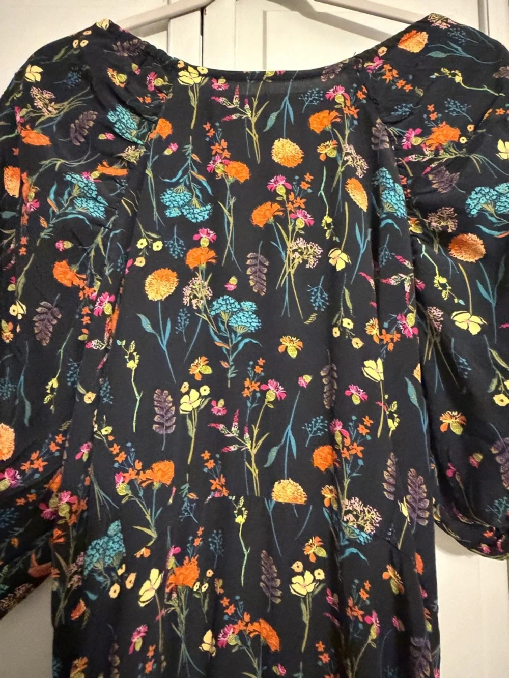 a new day Black Floral Midi Dress with Puff Sleeves - Picture 3 of 6